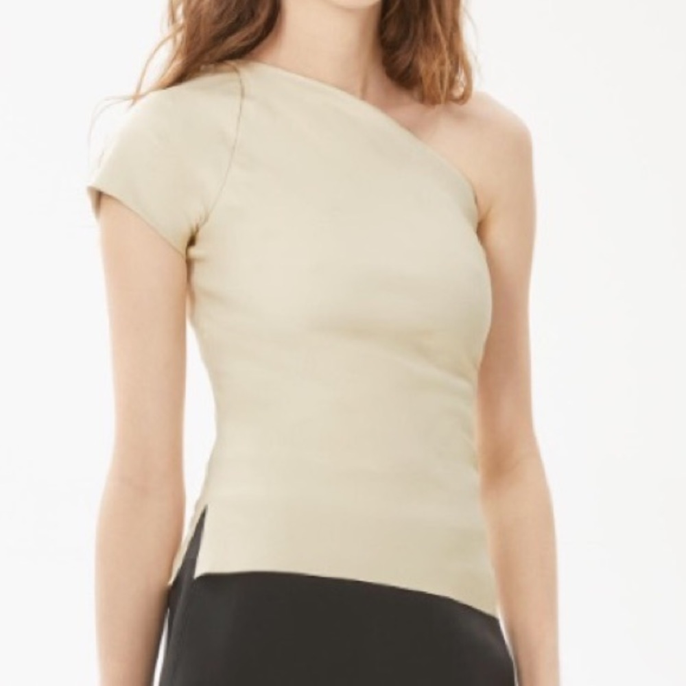 Helmut Lang One Shoulder Top in Beige